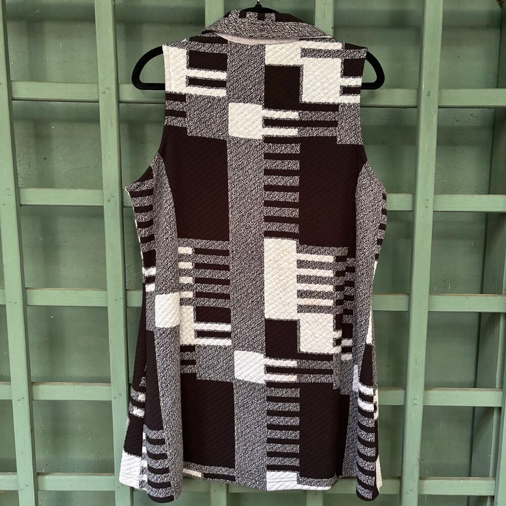 Parsley & Sage Artsy Geometric Patchwork Quilted Long Button Vest M Lagenlook - Picture 4 of 6